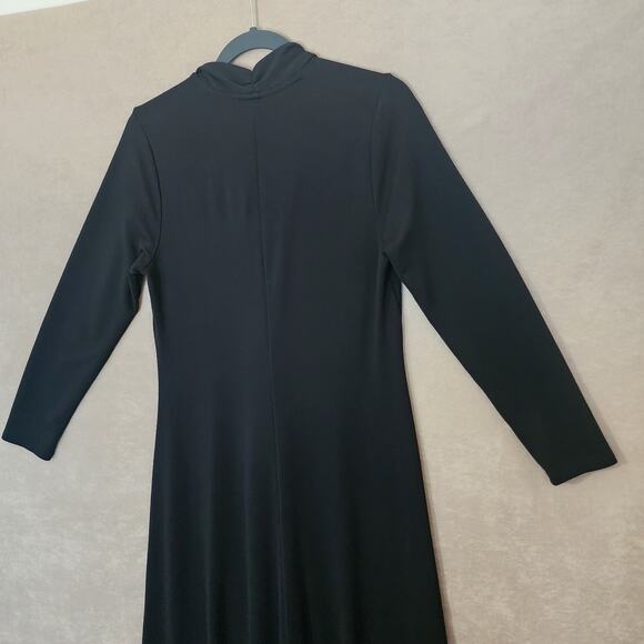 Soft Surroundings Lagia Maxi Dress Black Medium front Twist Ruching Ponte Knit - Picture 6 of 10